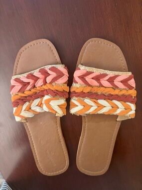 Universal Thread Braided Slide Sandals - Coral, Orange, Cream, Brown